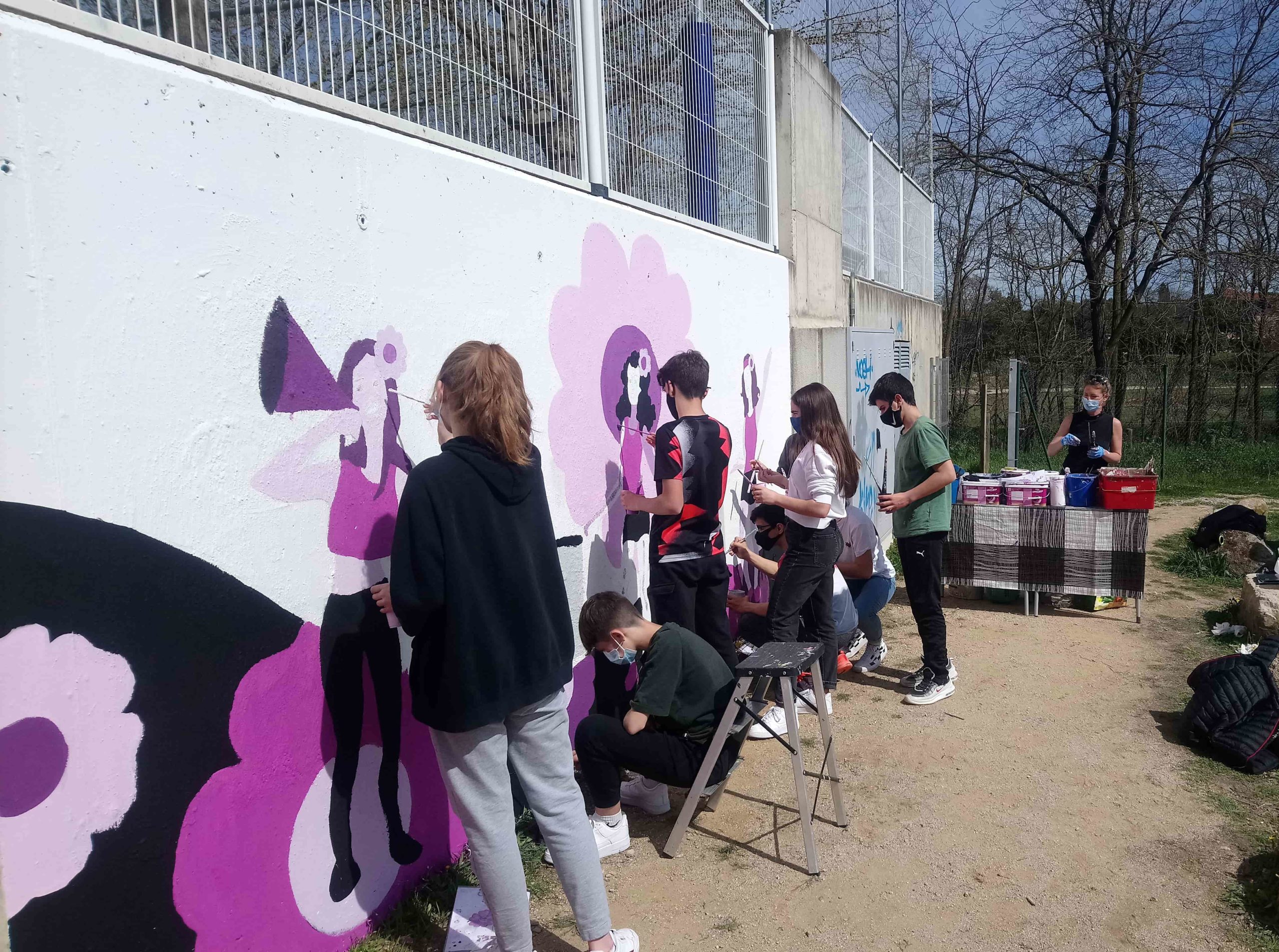 Taller de Pintura Mural Feminista en Instituto Vilamajor, Marzo 2021