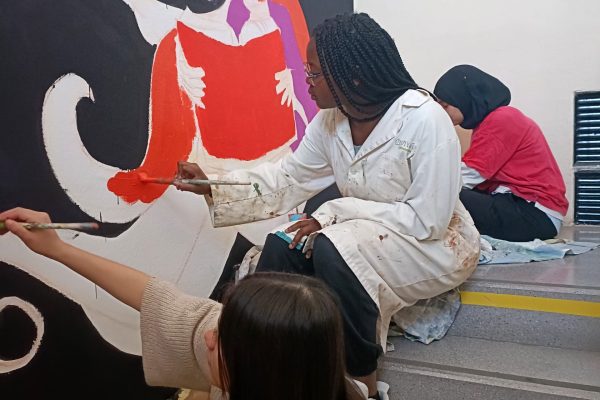 Taller de Mural de Sant Jordi feminista a l'Institut Marta Estrada